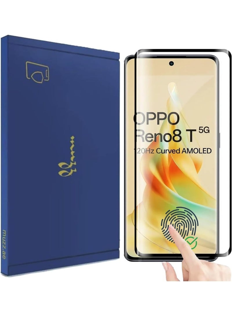 Muzz Fingerprint Unlocking Support, Glass Screen Protector for OPPO Reno 8T 5G, Full Glue Tempered Glass Film, 9H Hardness, HD, Anti-Scratch, Anti-Shatter, (OPPO Reno 8T 5G) - Image 1